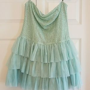 Strapless Sequin Tutu Mint Dress